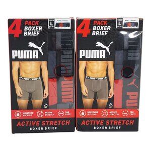 Puma Mens 8 Pack Active Stretch Boxer Briefs L Moisture Wicking Tag-Free DryCell